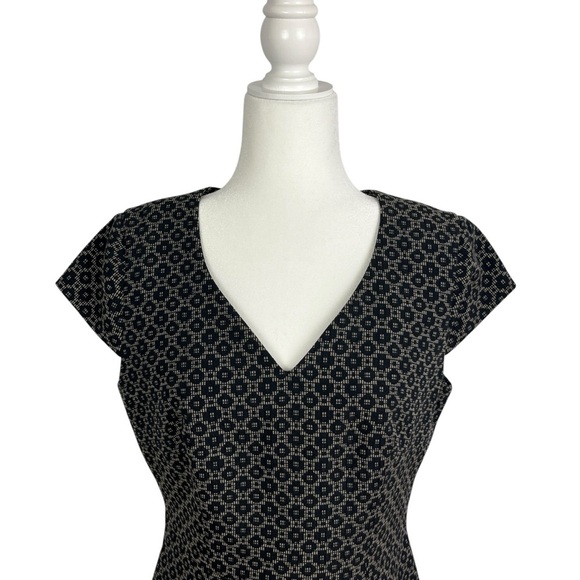 NWT BROOKS BROTHERS Women's Navy Blue Geometric Pattern Sheath Midi Dress 10 - Picture 4 of 13